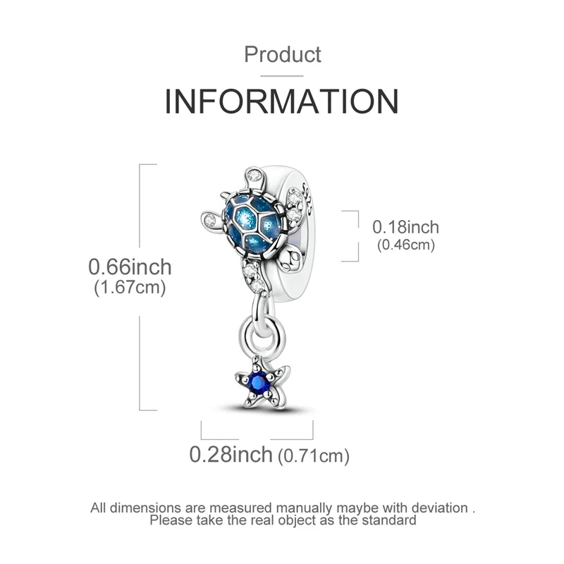 New Summer Ocean Silver Plated Sea Turtle & Starfish Shell Charm | DIY Bracelet Jewelry for Women