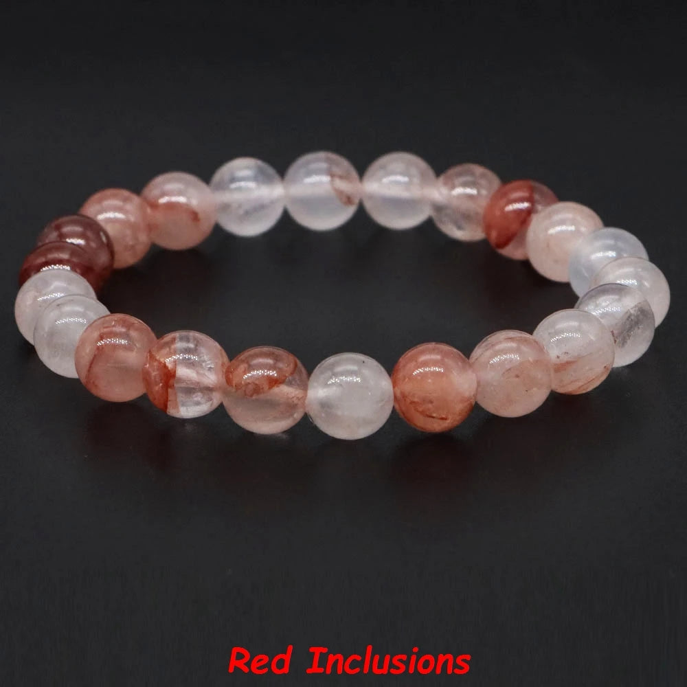 Natural Stone Healing Crystal Bracelet | Amethyst, Quartz & Agate Round Beads Elastic Stretch Bangle for Women & Men