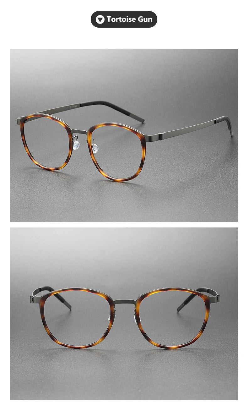 Ultralight Acetate Titanium Glasses 👓 Screwless Round Frame Eyewear