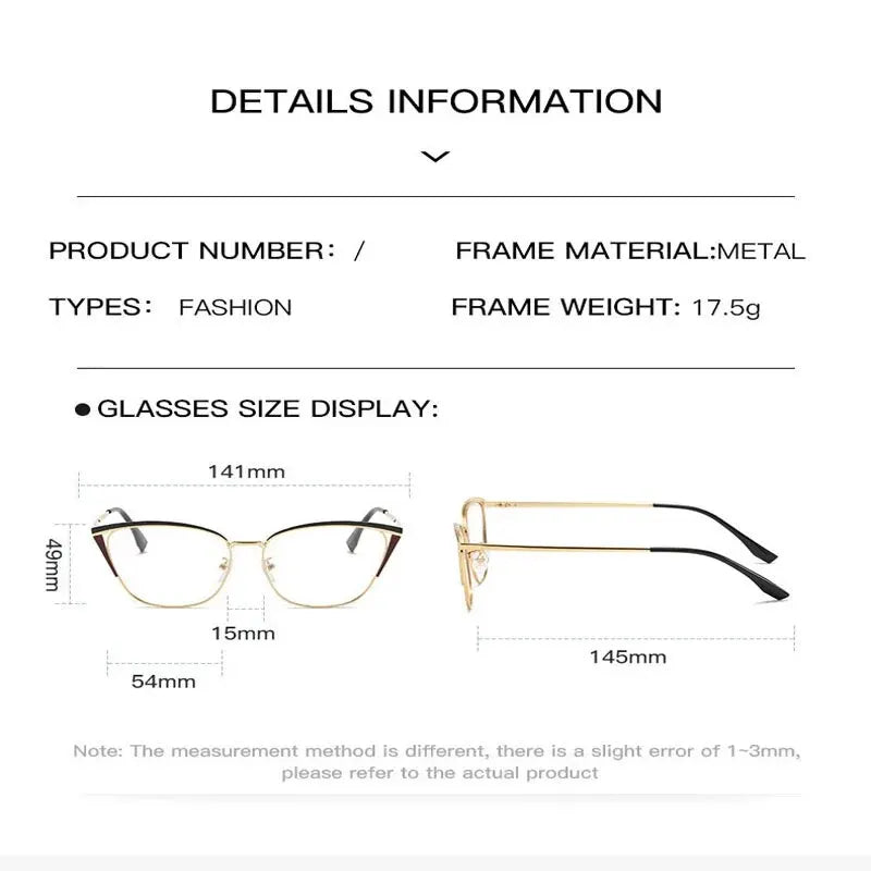 Fashion Cat-Eye Glasses – Women’s Multi-Color Splicing Metal Frames | European & American Color-Changing Anti-Blue Eyewear