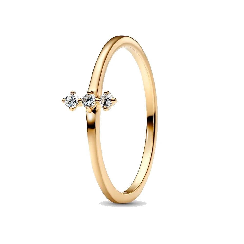 925 Sterling Silver Women's Golden Charm Pearl Ring | Retro Party & Anniversary Jewelry