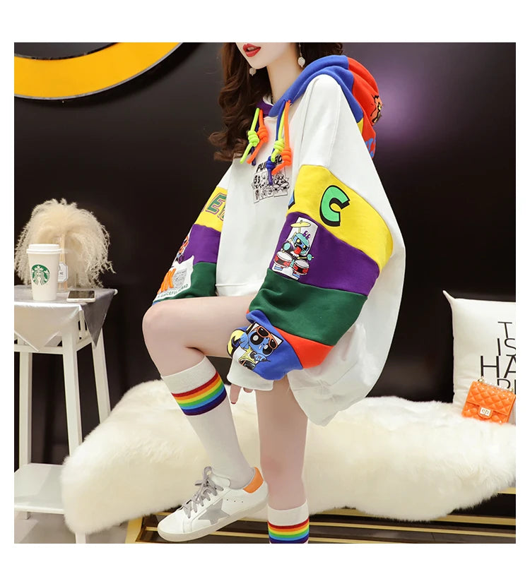 Plus Size Women’s Hoodie – Fleece-Lined Mid-Length Jacket | Autumn Winter Trendy Korean Style Long Sleeve Sweatshirt