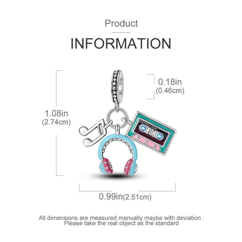 925 Sterling Silver Funny Playable Charms Beads | Smart Watch Tarot Bike Travel Dangle Fit Pandora Bracelet DIY Jewelry