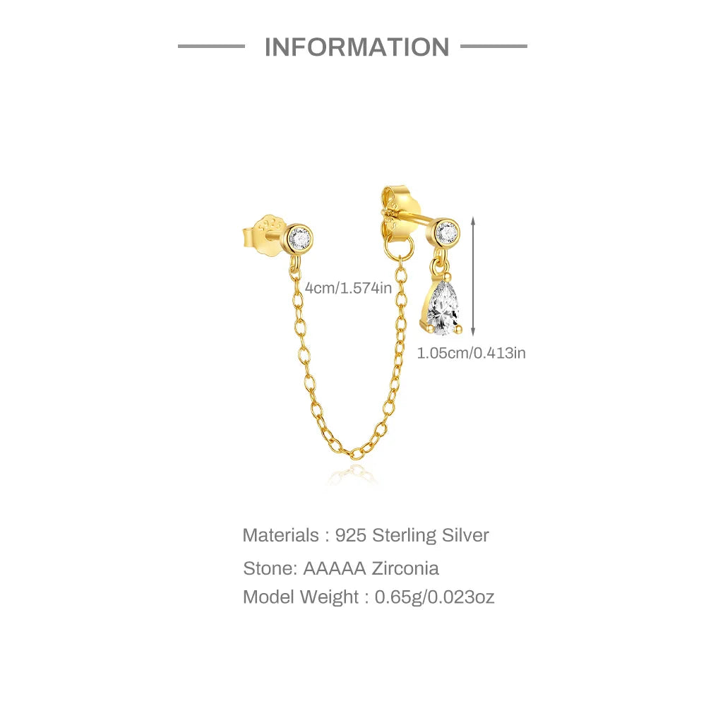 CANNER 925 Sterling Silver Horse Eye Tassel Zircon Drop Earrings – Minimalist Geometric Jewelry for Women