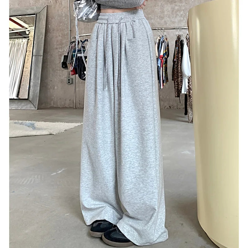 2024 Autumn Women’s Hip Hop Baggy High Waist Pants | Streetwear Wide Leg Drawstring Trousers
