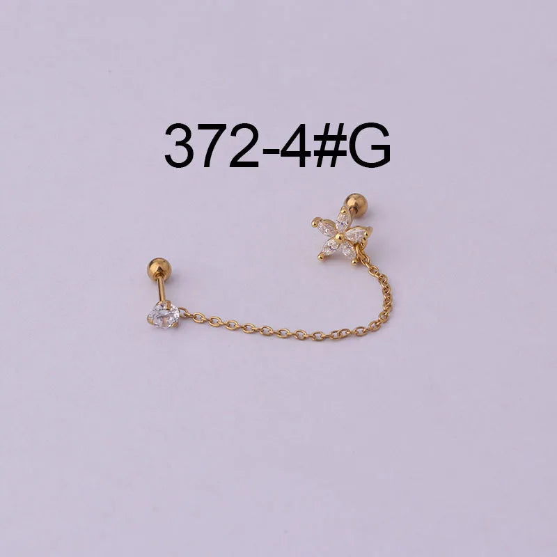 Women’s Punk Rock Helix Ear Cuff with Long Chain | Surgical Steel Fake Cartilage Hoop Earrings Set