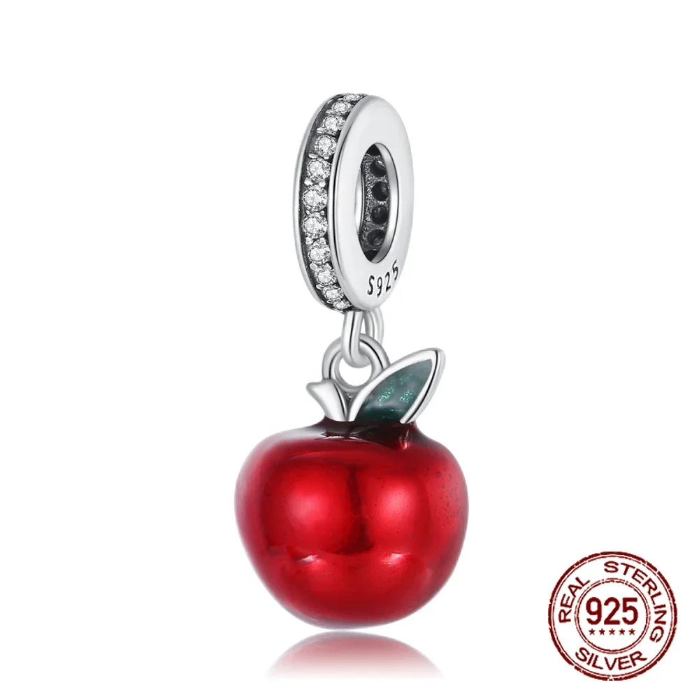 925 Sterling Silver Red Series Charms | Heart, Car & Strawberry Dangle Beads for Original Bracelet DIY Jewelry