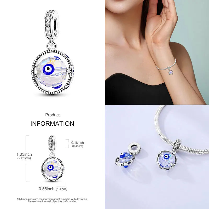 925 Sterling Silver Blue Zircon Evil Eye Charm | Original Devil Eye Series Bead Fits Pandora Bracelet – Women’s DIY Jewelry Gift