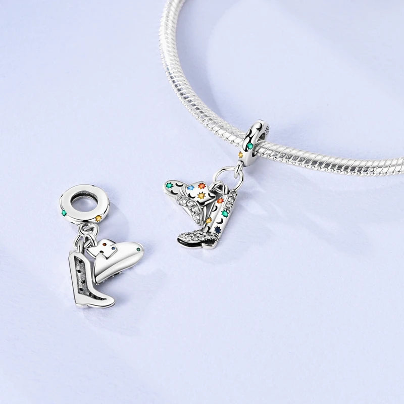 925 Sterling Silver Colorful CZ Zircon Dangle Charm | 2025 New Fashion Bead | Fits Pandora Bracelet | DIY Jewelry Gift