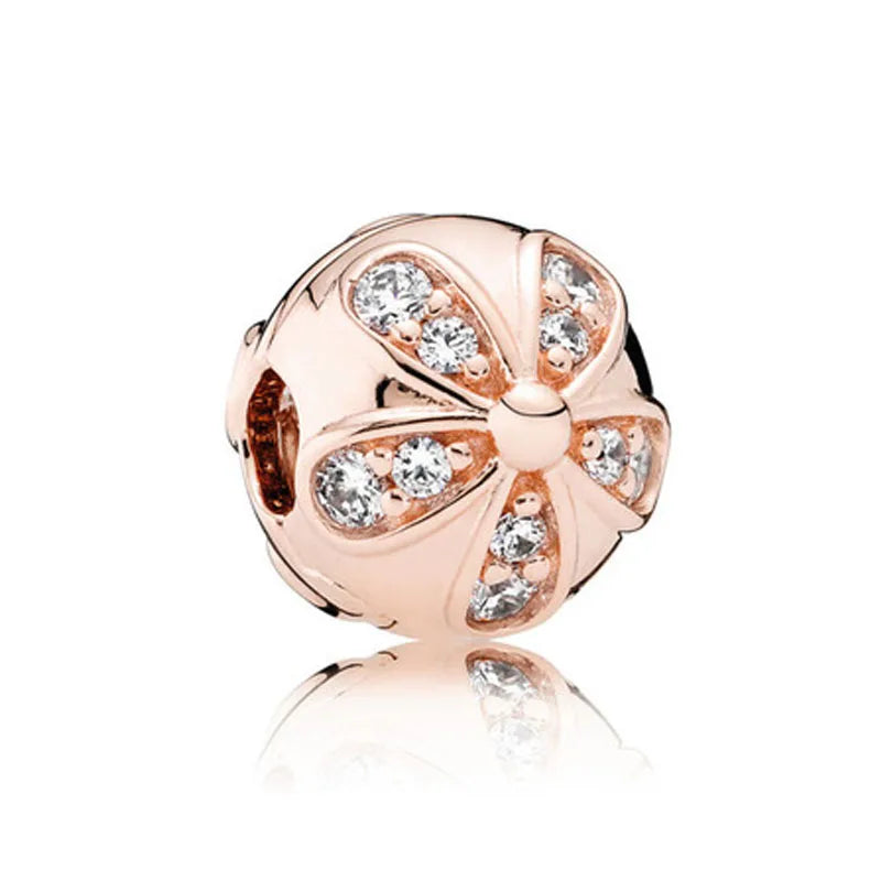 925 Sterling Silver Rose Gold Rabbit & Eiffel Tower Charm | Fit Original European Bracelet DIY Jewelry