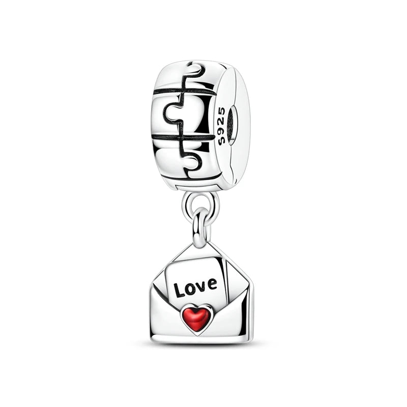 Original 925 Sterling Silver Clip Charm Bead | Round Heart Love Family Charms Fit Bracelet Women DIY Jewelry Gift