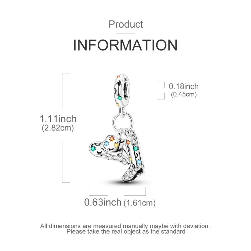 925 Sterling Silver Colorful CZ Zircon Dangle Charm | 2025 New Fashion Bead | Fits Pandora Bracelet | DIY Jewelry Gift