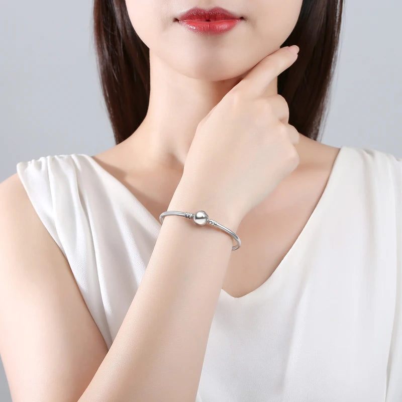 Silver Color Charm Bead Bracelet – Heart, Family, Ball & Star Charms for Women