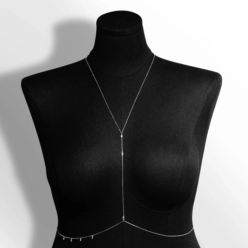 Smyoue Marquise Cut Moissanite Body Chain – Adjustable 925 Silver Plated 18K Jewelry for Women