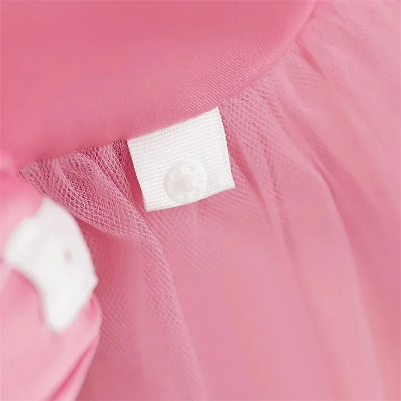 Hello Kitty Kids Pearls Elegant Princess Dress for Girls Backless Bow Baby 1st Birthday Baptism Tutu Gown Wedding Dress