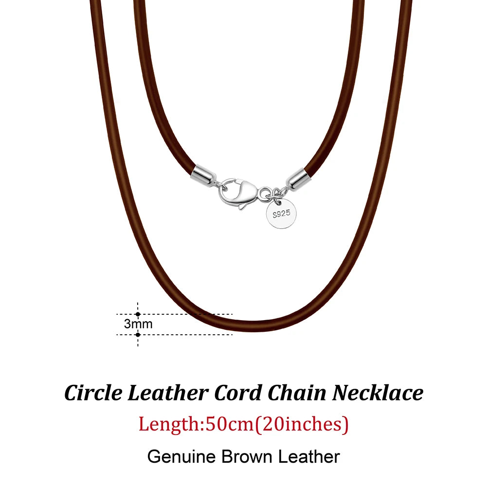 Rinntin Italian 2mm Brown Leather Cord Necklace with 925 Sterling Silver Clasp – Unisex Trendy Jewelry SC62