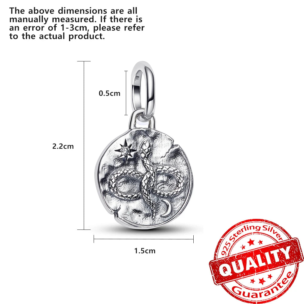 Authentic 925 Sterling Silver Rose & Cherry Blossom Medallion Charm for Bracelet & Necklace DIY