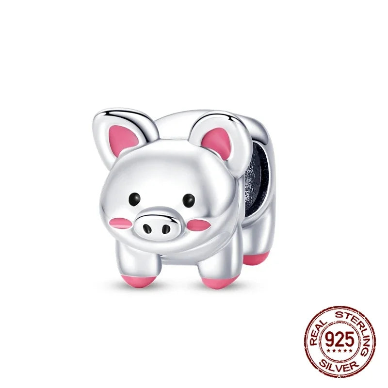 925 Sterling Silver Number & Puppy Family Beads Pendant | Fit 4mm Hole Bracelets