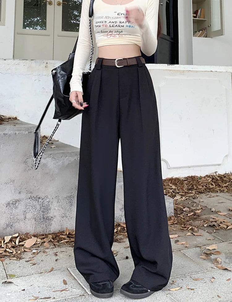 High Waist Loose Pants Women – Summer 2025 Retro Casual Drapey Versatile Trousers
