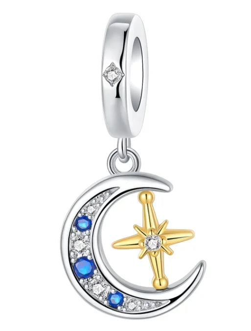 925 Sterling Silver Stars, Moon, Sun & Flower Dangle Earrings – DIY Bracelet Charms