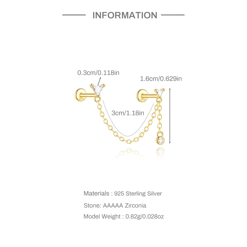 CANNER 925 Sterling Silver Horse Eye Tassel Zircon Drop Earrings – Minimalist Geometric Jewelry for Women