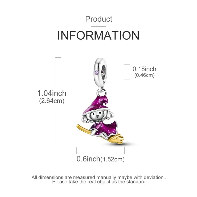 925 Sterling Silver Halloween Series Charms | Pumpkin, Witch, Skull & Candy Beads Fit Original Bracelet DIY Jewelry