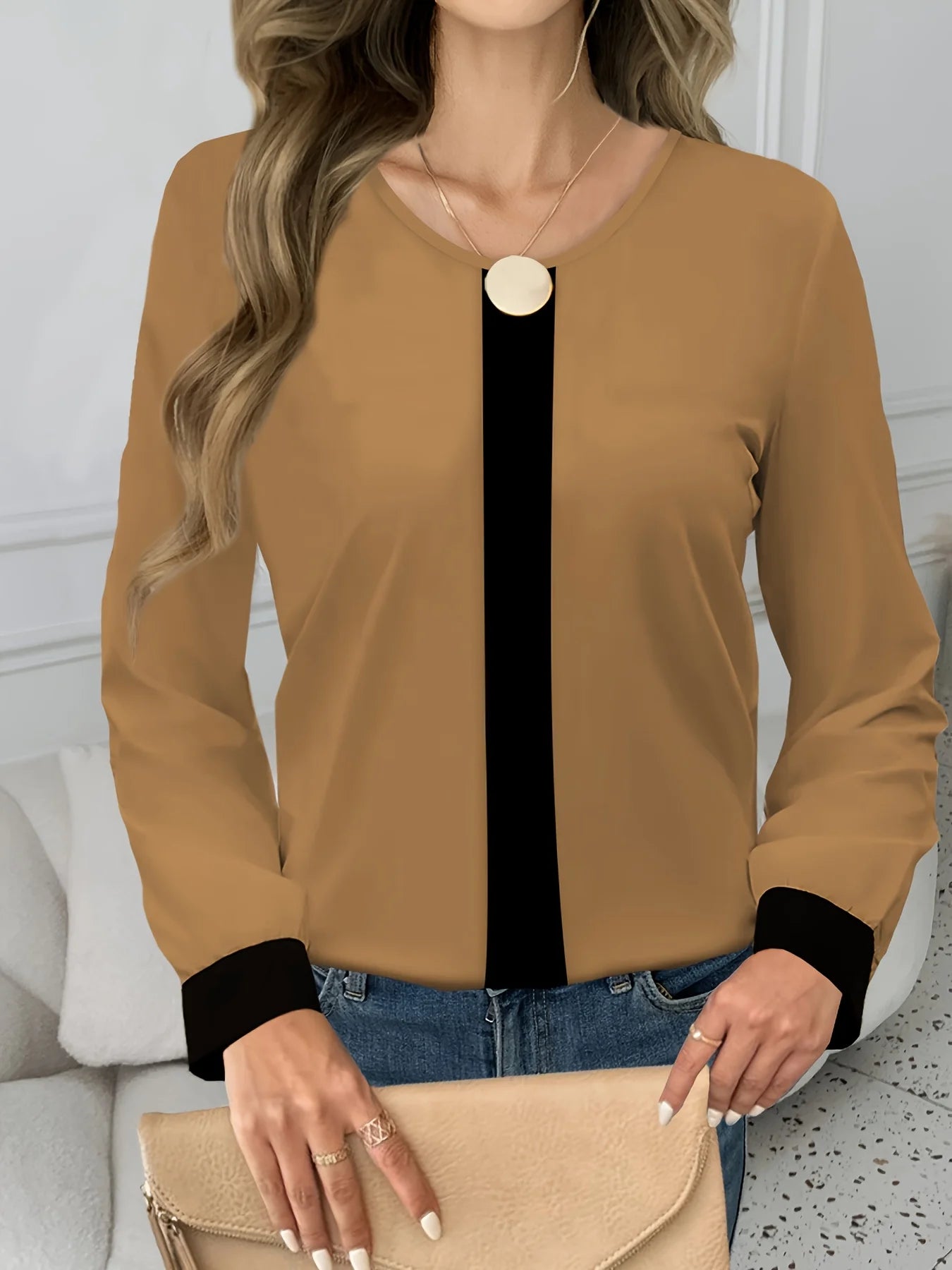 Women’s Elegant Loose Long Sleeve Shirt – Casual Fashion Blouse for Holiday & Weekend Wear