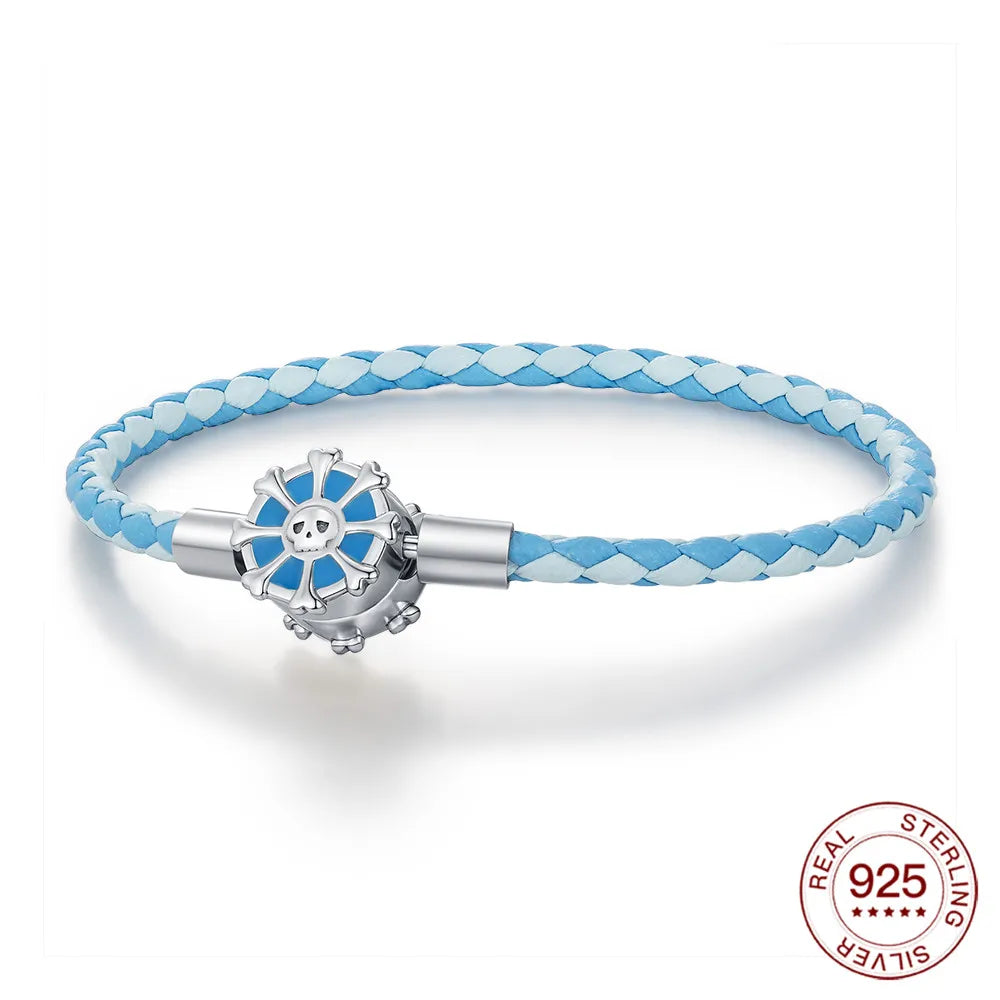 925 Sterling Silver Drop Rubber Bracelet | Love Butterfly & Clover Charm for Women’s DIY Jewelry & Gift