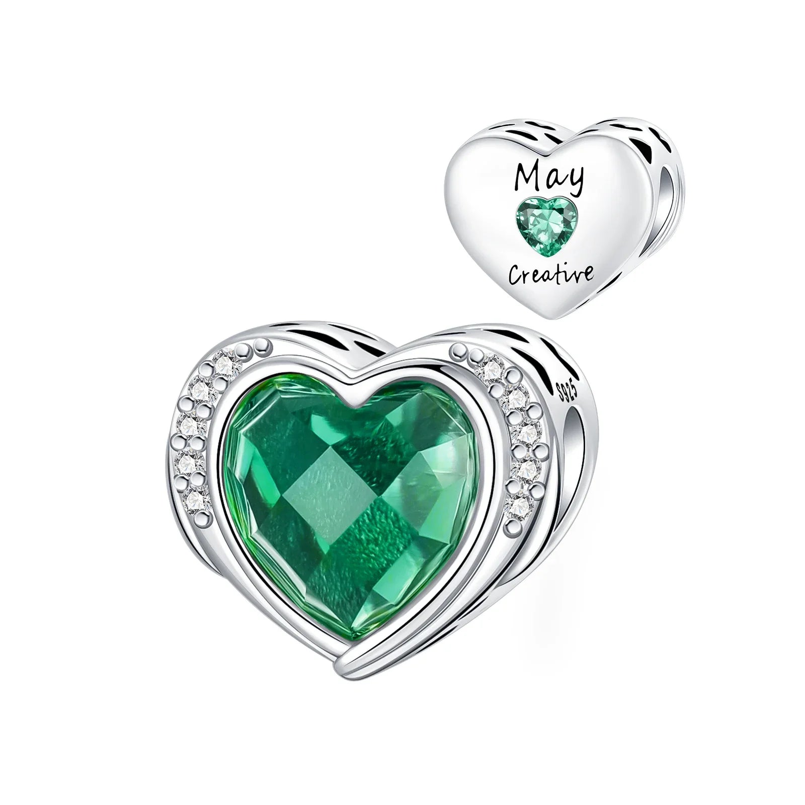 925 Sterling Silver Birthstone Love Pendant Charm | January–December Zircon Bead for Bracelet & Necklace DIY Jewelry Gift