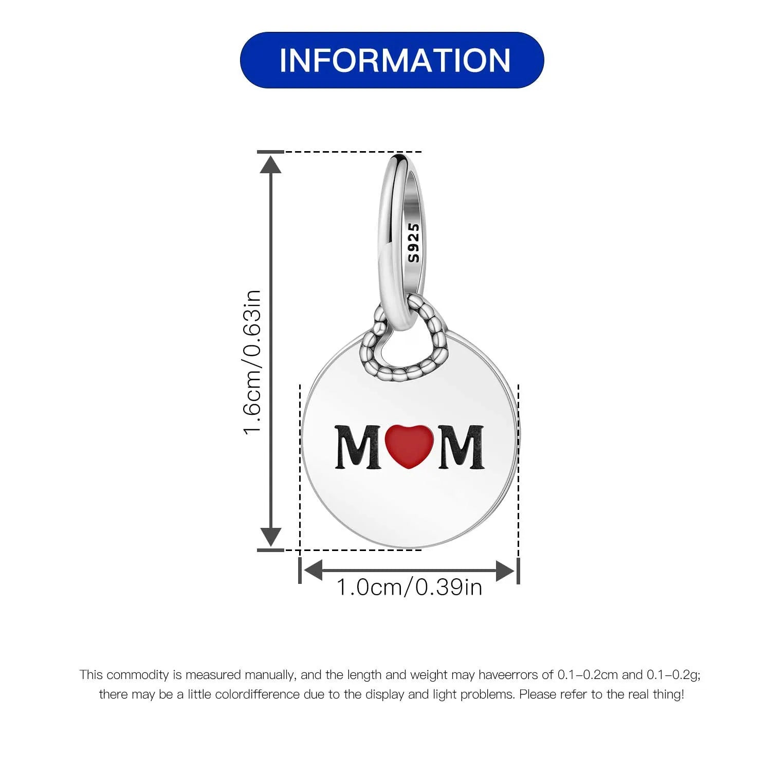 925 Sterling Silver Mother Daughter Love Embrace Pendant Charm | Heart Shaped Bracelet Bead DIY Fine Jewelry Gift