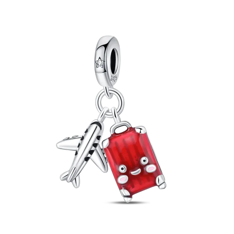 925 Sterling Silver Red Series Charms | Heart, Car & Strawberry Dangle Beads for Original Bracelet DIY Jewelry