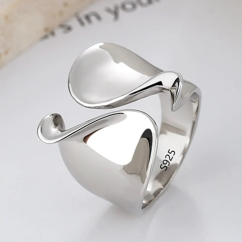 VENTFILLE 925 Sterling Silver Irregular Geometry Ring – Women’s Minimalist Jewelry Gift