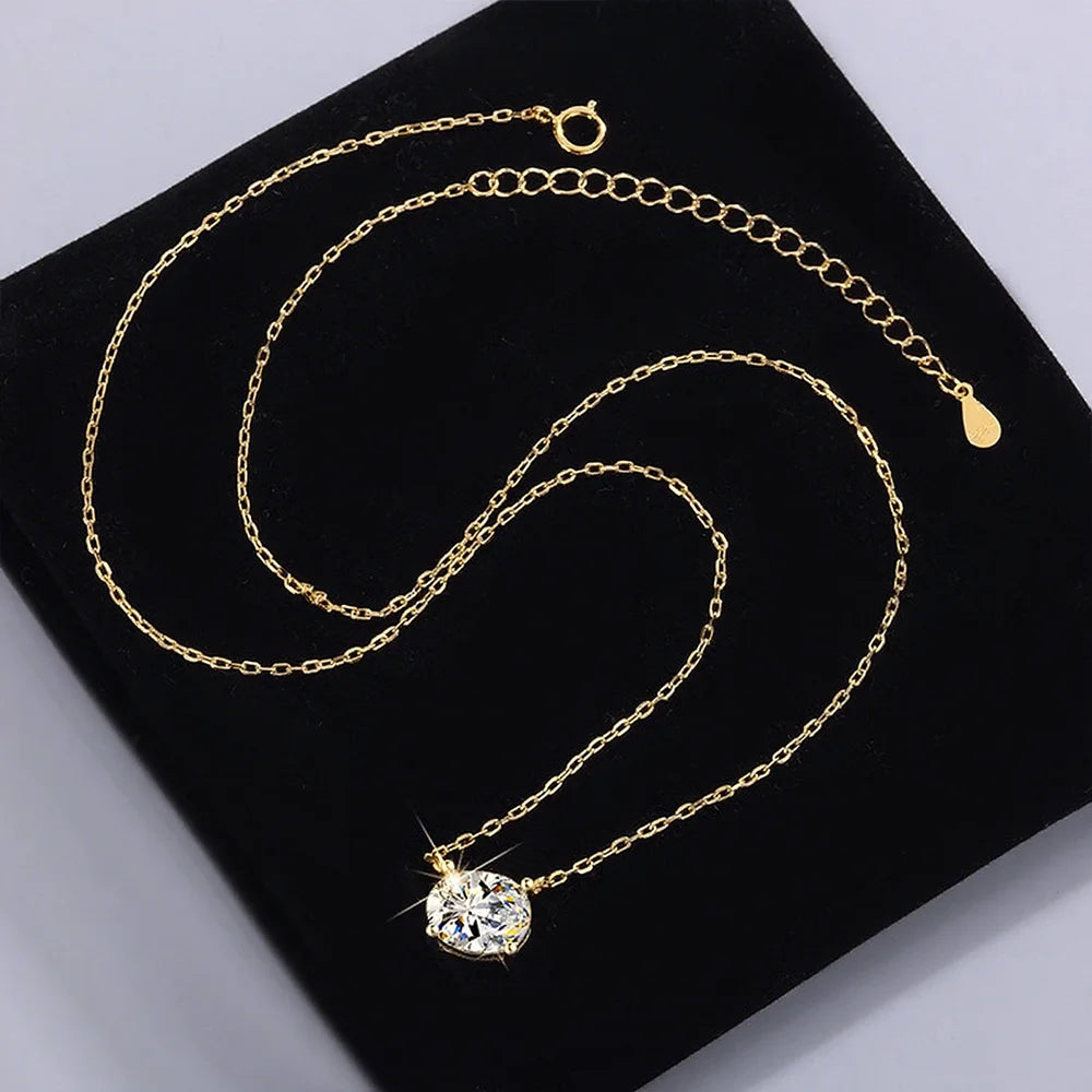 COSYA 1-3CT Oval Cut Moissanite Pendant Necklace – S925 Silver & 18K Gold for Women