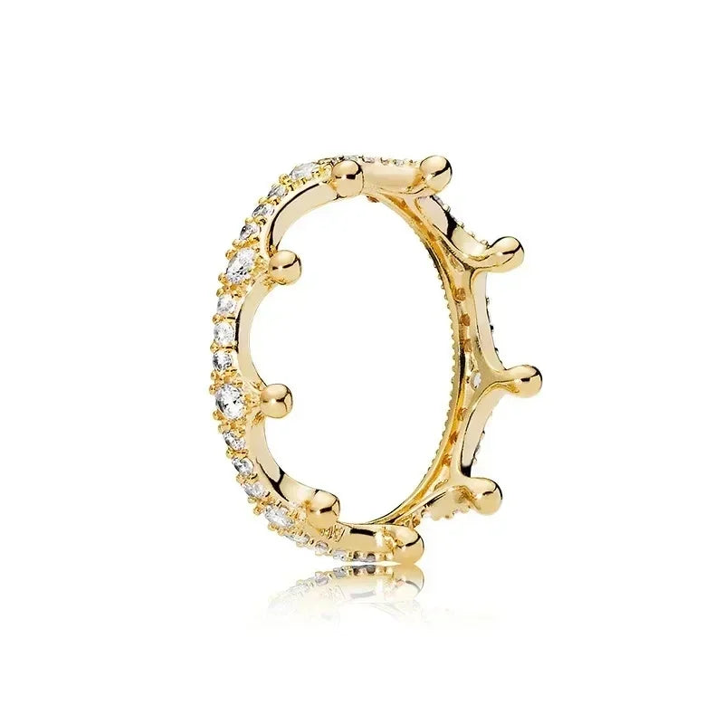 Classic 925 Sterling Silver Heart Crown Circular Ring | Elegant Light Luxury Jewelry Gift for Women