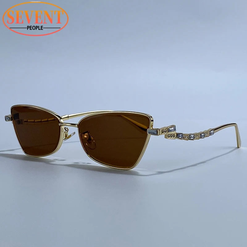 Small Frame Sexy Cat Eye Sunglasses for Women 2025 – Luxury Brand Metal Rhinestone Sun Glasses | UV400 Outdoor Shades