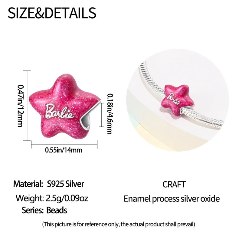 925 Silver Plated Magic Mirror Princess Angel Pink Charm Beads | Fits Original Pan 925 Bracelet | Exquisite DIY Jewelry