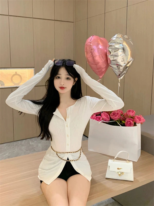 Women's Slimming Long Sleeve Cardigan | Korean Style Open Front Coat | Autumn Fashion Casual Outerwear