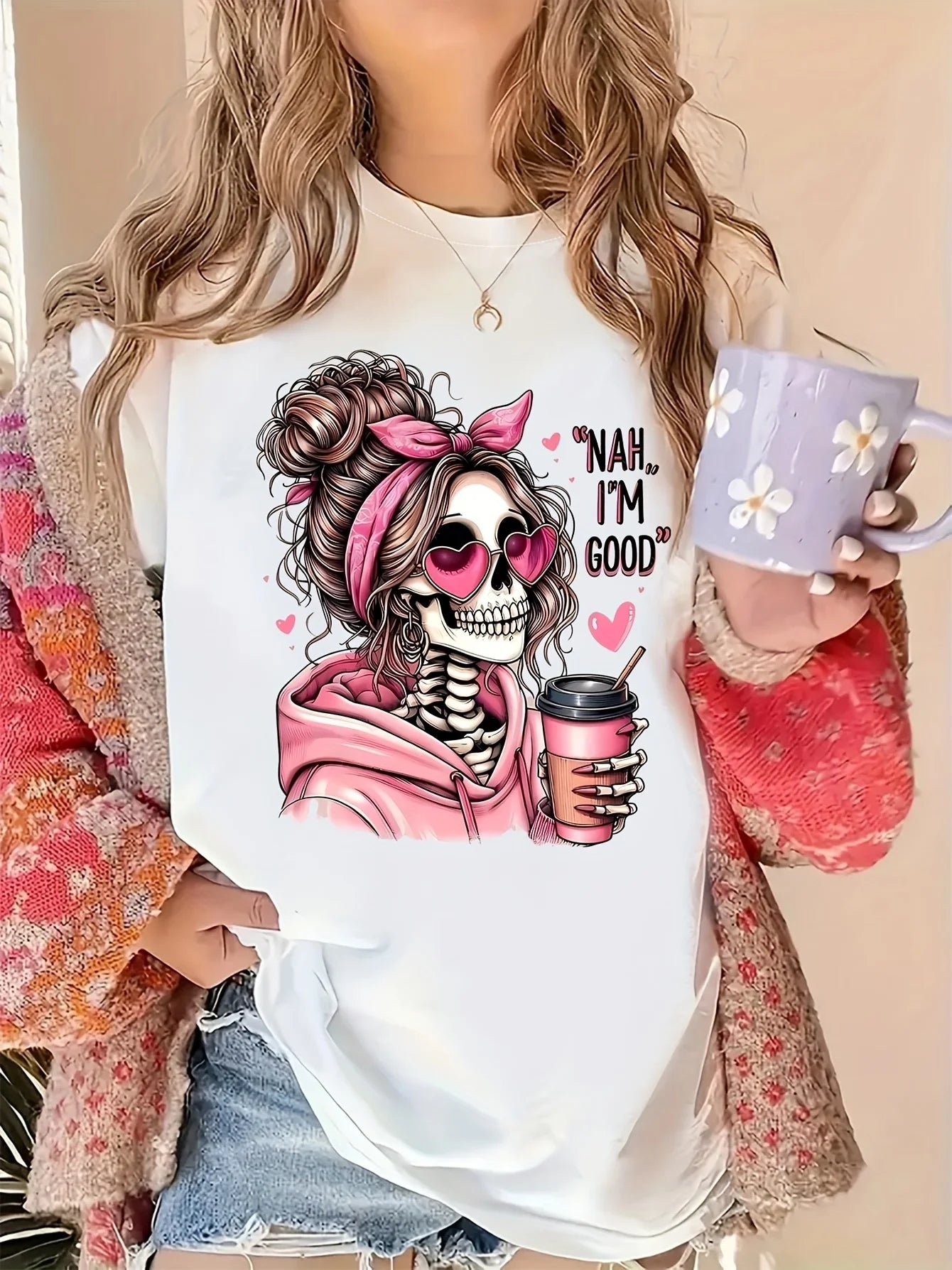 Women’s Halloween Graphic T-Shirt | 100% Cotton Short Sleeve Casual Top for Summer & Spring