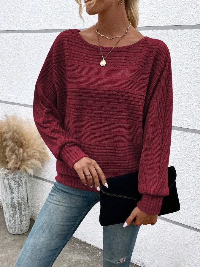 Women’s Solid Color Long Sleeve T-Shirt | Casual Round Neck Autumn Daily Top