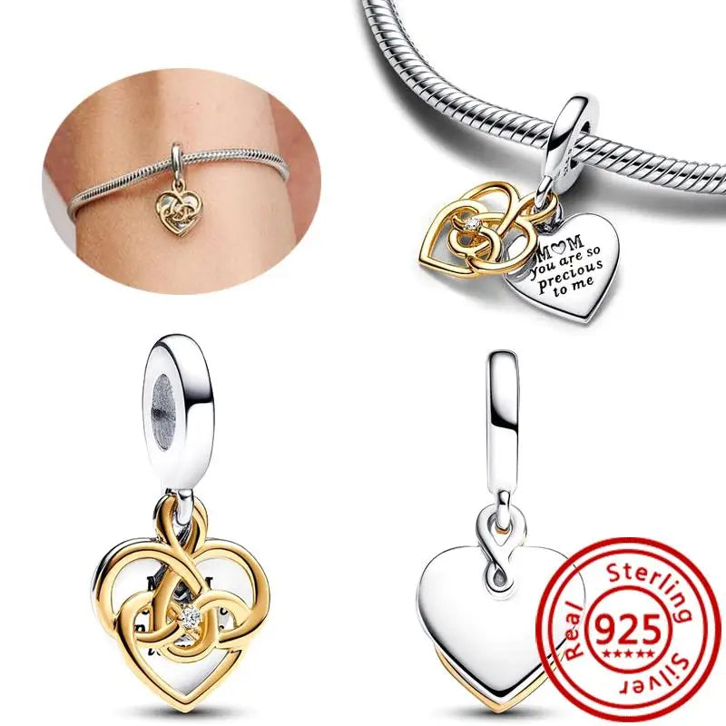 New 925 Sterling Silver Forever Always Love Murano Glass Beads | Sparkling Lucky Charms for Original Pantaro Bracelets DIY Jewelry