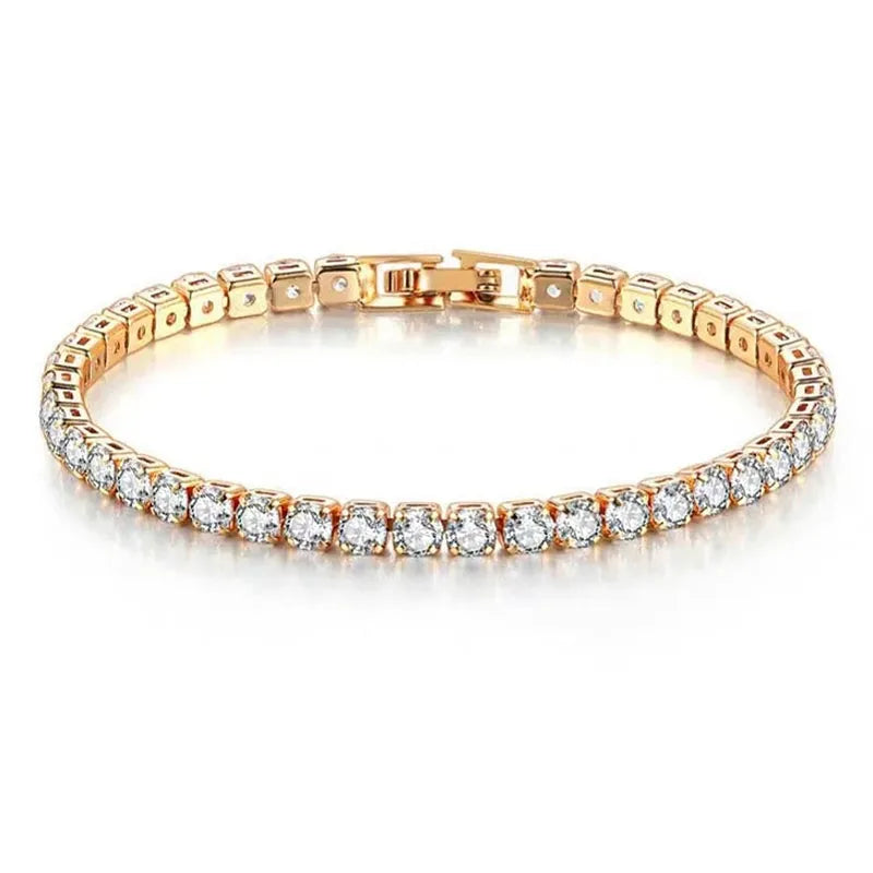 925 Sterling Silver Rose Gold Tennis Bracelet | Sparkling Cubic Zirconia Luxury Crystal Jewelry for Women