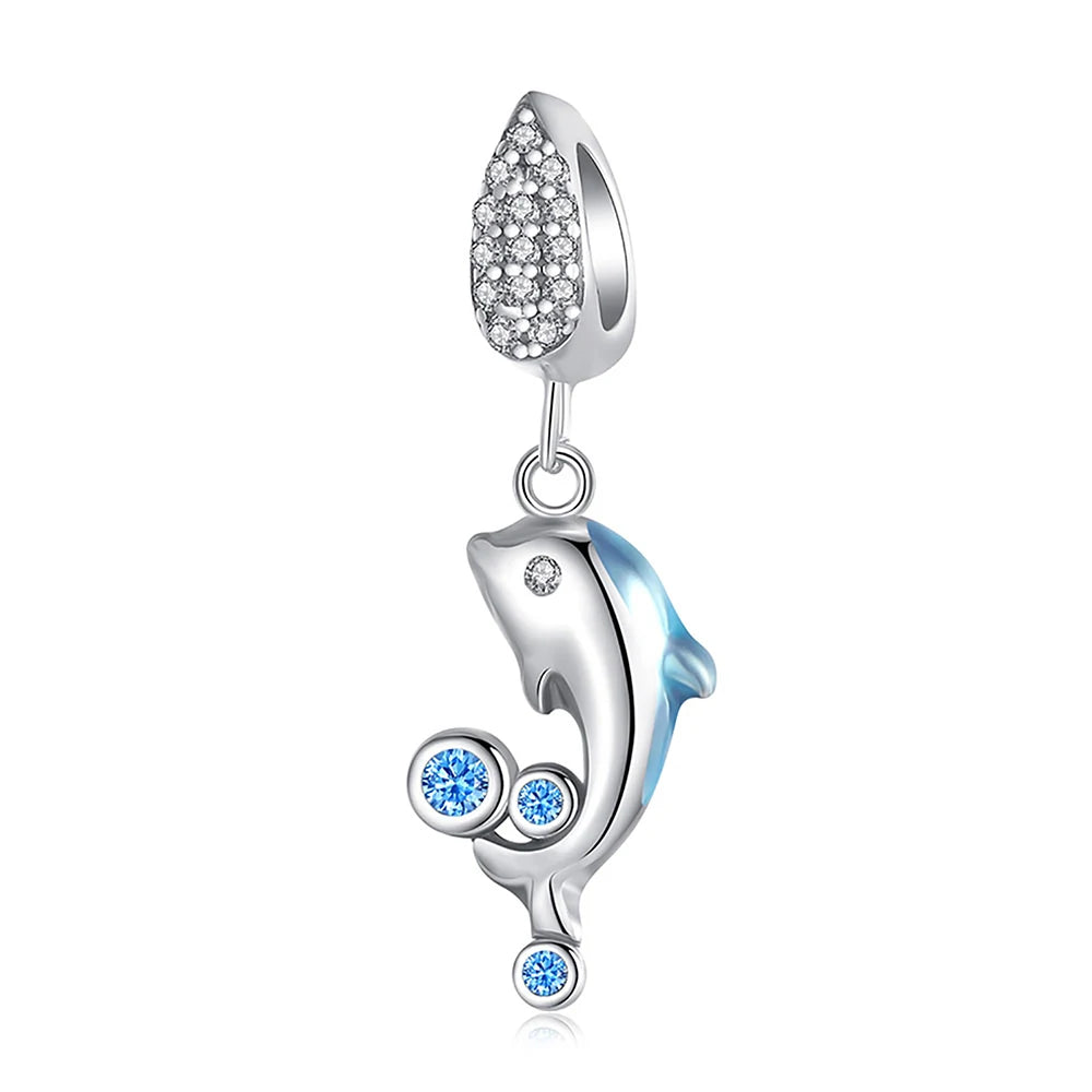 925 Sterling Silver Dolphin Charm Bead – Fits Original Pandora Bracelet & Necklace DIY Jewelry Gift for Women