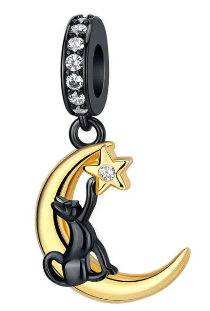 925 Sterling Silver Stars, Moon, Sun & Flower Dangle Earrings – DIY Bracelet Charms