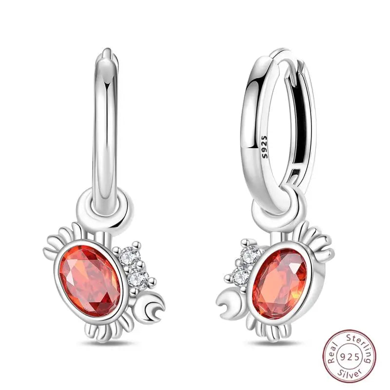 New Original 925 Sterling Silver Sweetheart Bow & Crab Ocean Earrings | Donut Zircon Round Design Women’s Fine Jewelry
