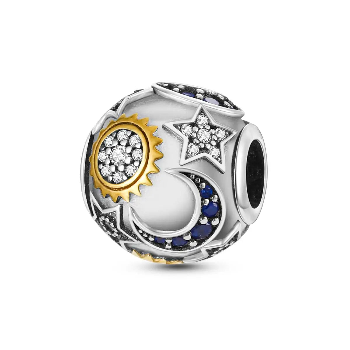 Silver Plated Colorful Glowing Moon & Stars Rainbow Dangle Charms | Fit Original Bracelet & Necklace | Women’s Jewelry Beads