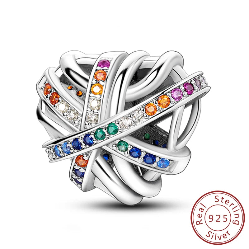 New 925 Sterling Silver Family Sister Love Heart Charm Bead | Original Bracelet DIY Jewelry Gift for Women