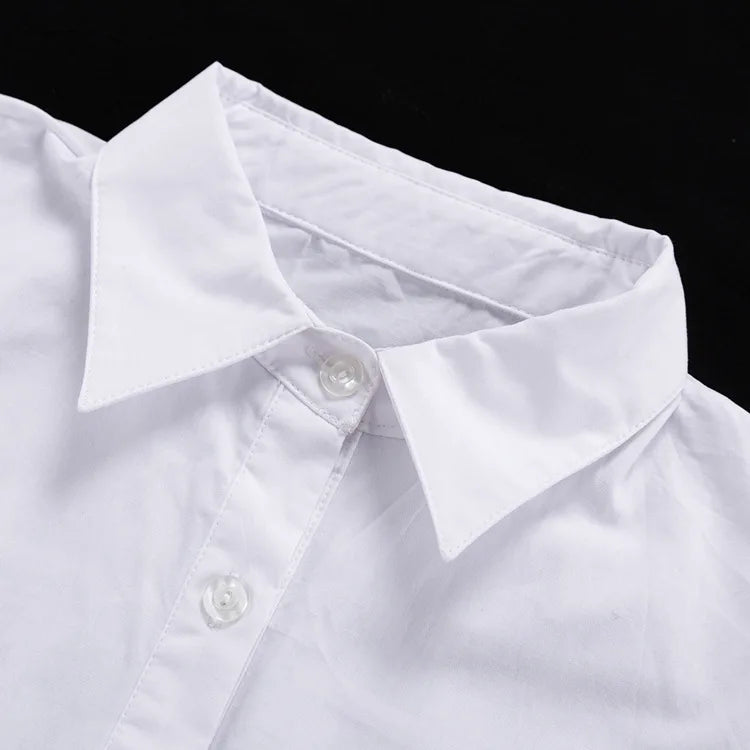 Zadily Autumn 2025 Women’s Oversized White Long Shirt – Minimalist Patchwork Button-Up Work Blouse
