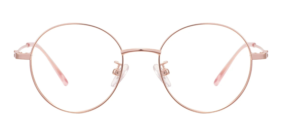 Colorful Round Metal Pink Glasses Frame – Luxury Unisex Full Rim Prescription Eyewear