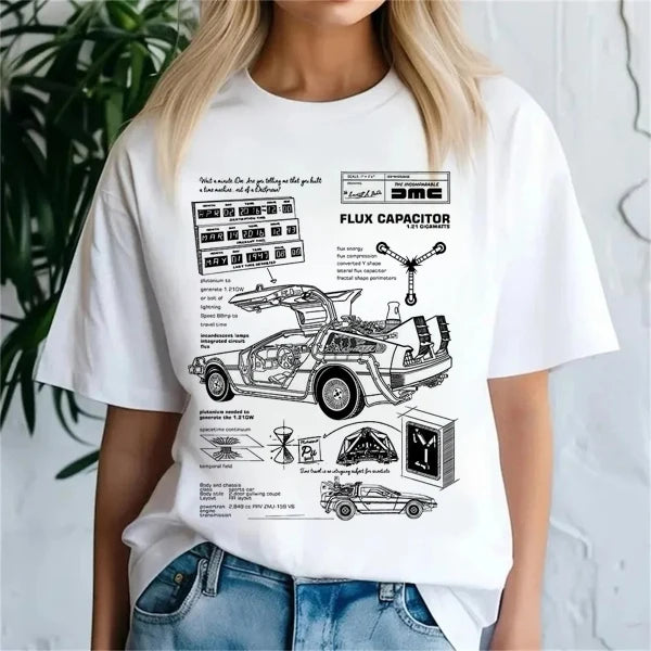 DeLorean Back To The Future Graphic T-Shirt – Kawaii Aesthetic Harajuku Trendy Unisex Tee 🚗⚡