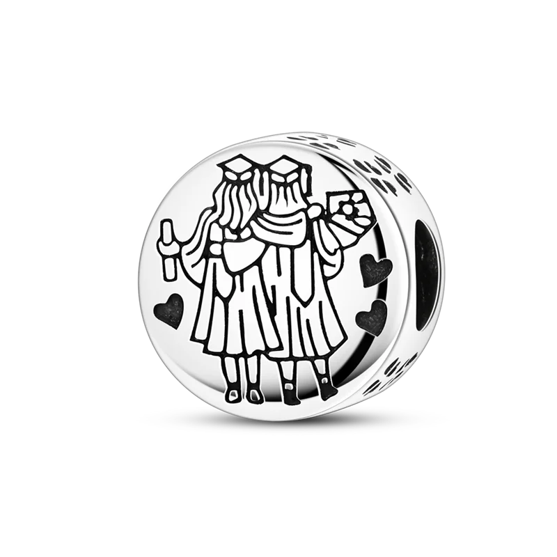 925 Sterling Silver Star, Moon & Heart Safety Chain | CZ Beads Angel Wing Charm for Original Bracelet DIY Jewelry